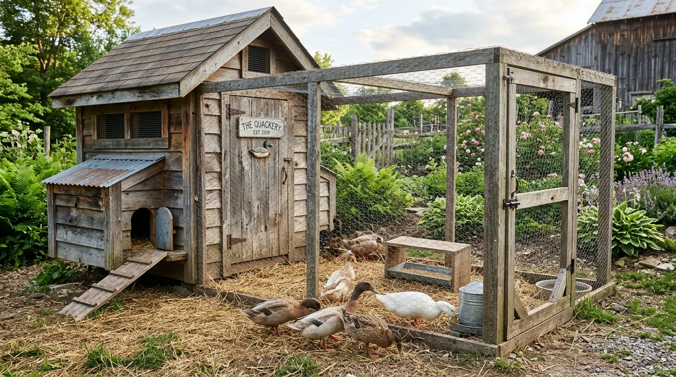 Rustic Duck Coop With Weathered Wood